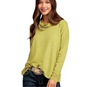 Cabi Ease Top Size Small Turtleneck Long Sleeve Pullover Rayon 4193 Chartreuse